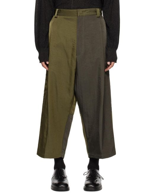Y's Yohji Yamamoto Green Paneled Trousers for men