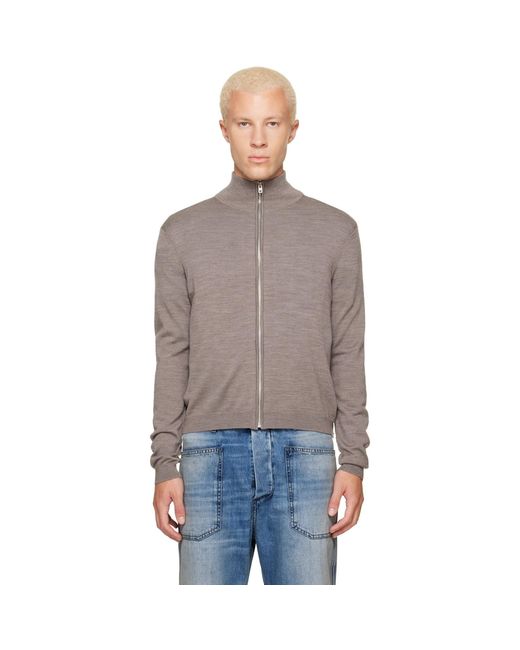 Acne Gray Taupe Zip-Up Bow Logo Track Jacket for men