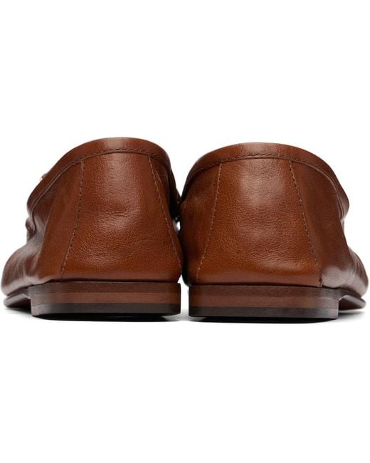 Versace Brown Tan Guanto Leather Loafers