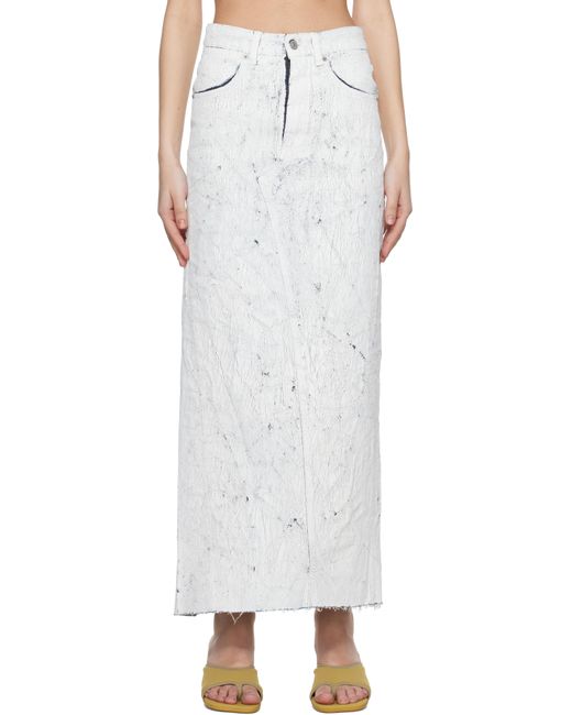 MM6 by Maison Martin Margiela Black Hand-Painted Denim Maxi Skirt
