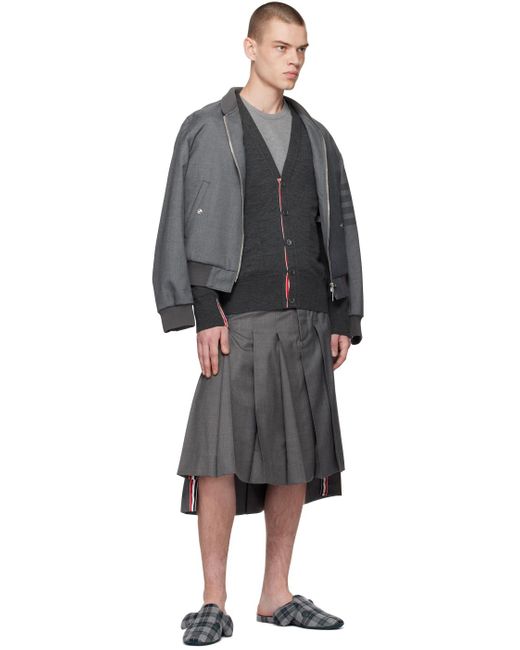 Thom e jupe grise en laine super 120s à plis Thom Browne pour homme en coloris Black