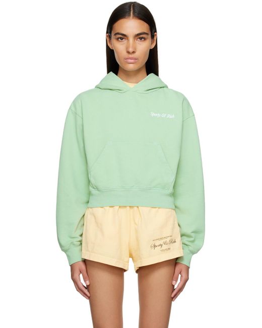 Sporty & Rich Green Cropped Hoodie