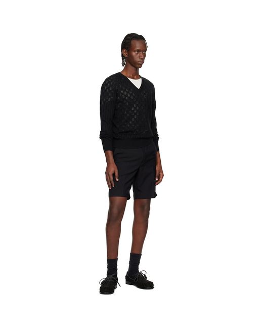 Dries Van Noten Black Open-Knit Sweater for men