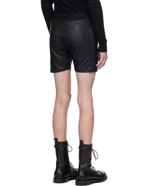 メンズ Julius ブラック Sheep レザーショートパンツ Black