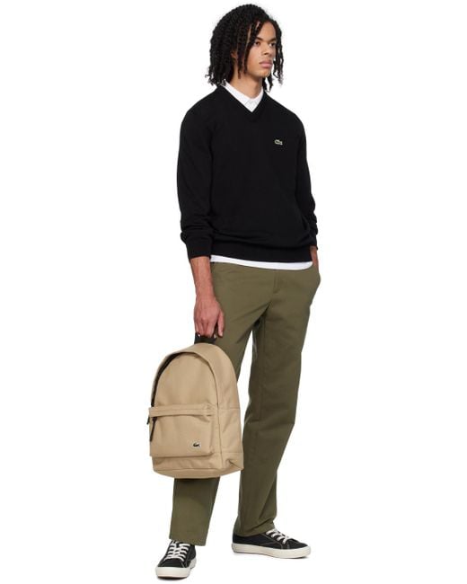 Lacoste Natural Beige Computer Compartment Backpack for men