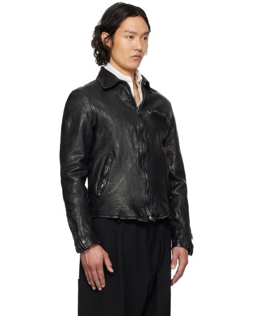 Yohji Yamamoto Black Backlash Edition Calf Single Riders Leather Jacket for men