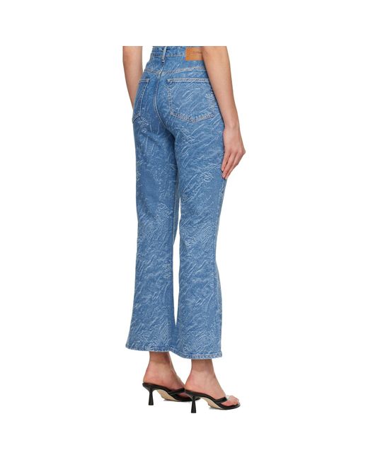 Ganni Blue Straight 3D Laser Betzy Cropped Jeans