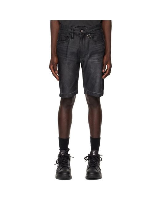Wooyoungmi Black Faded Denim Shorts for men