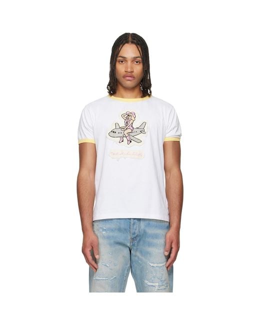 Cout de la Liberte White Weston Mile High Embroidered Crew Ringer T-Shirt for men