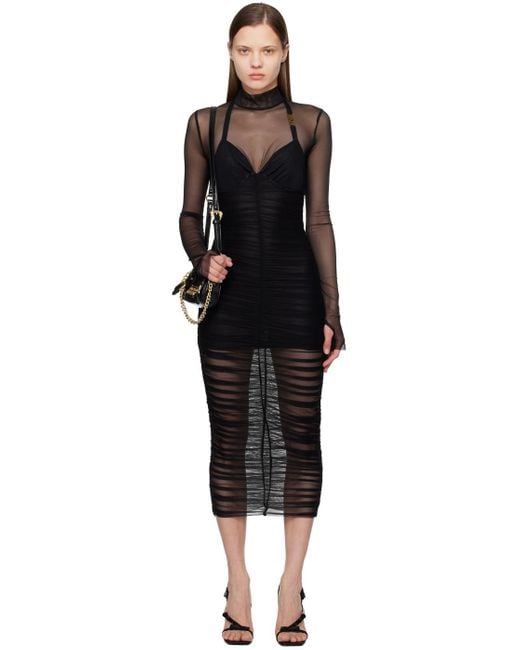Versace Black Curl Plaque Midi Dress