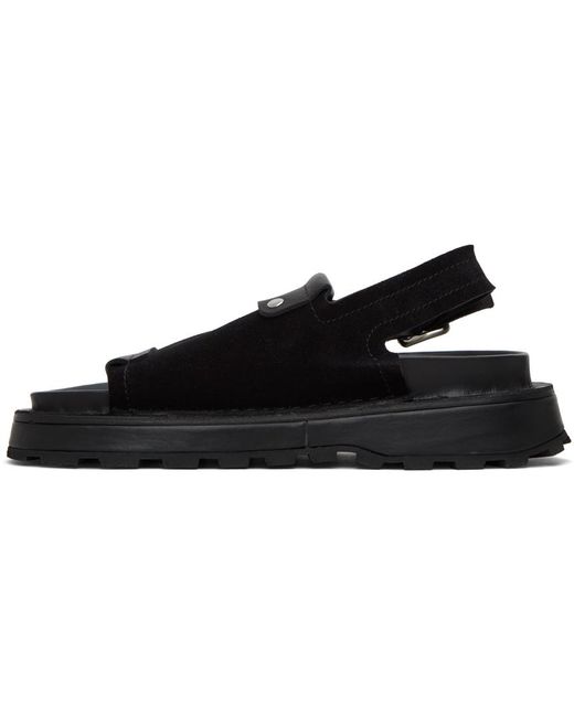メンズ Jil Sander リバース スエード サンダル ブラック | Lyst