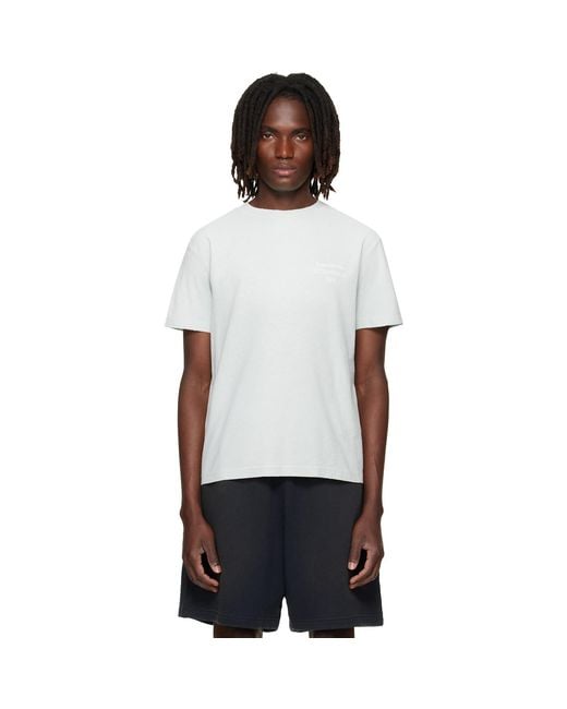 Acne White Distressed Logo T-Shirt for men