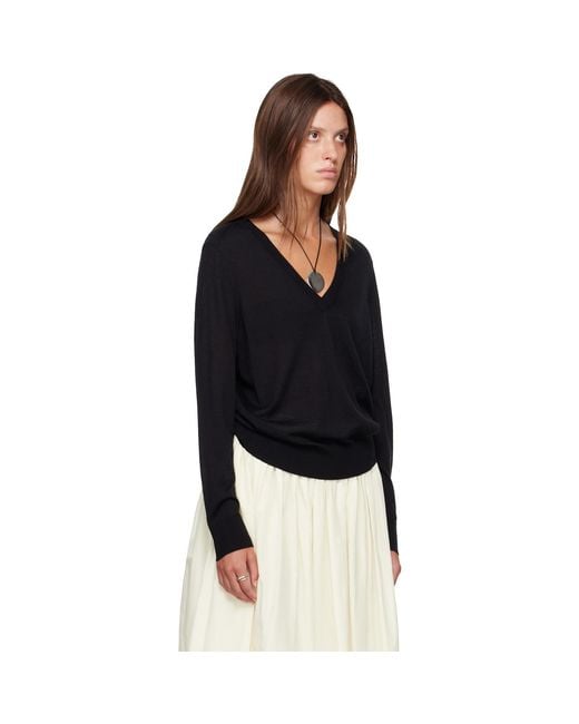 Loulou de Saison Black Julio Lds Fluid Cashmere Sweater
