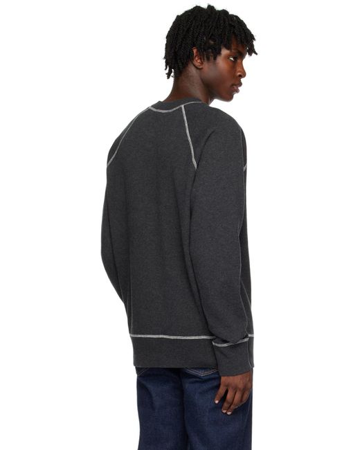Sunspel Black Gray Contrast Stitching Sweatshirt for men