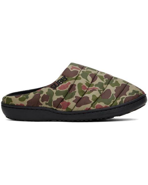 SUBU Black Quilted Camo Slippers for men