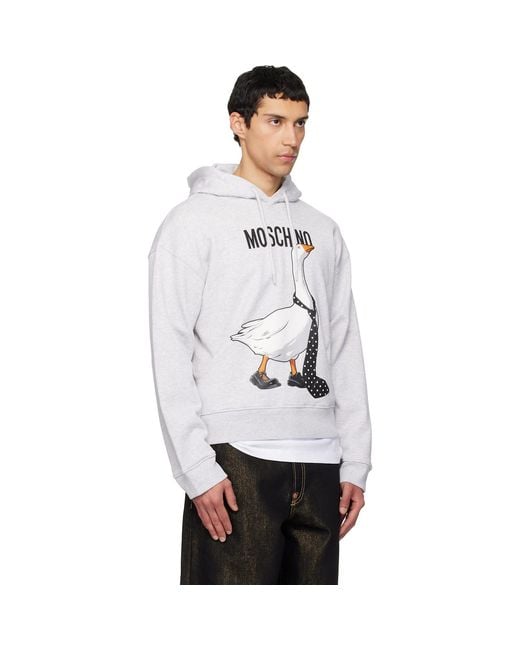 Moschino White Archive Goose Hoodie for men