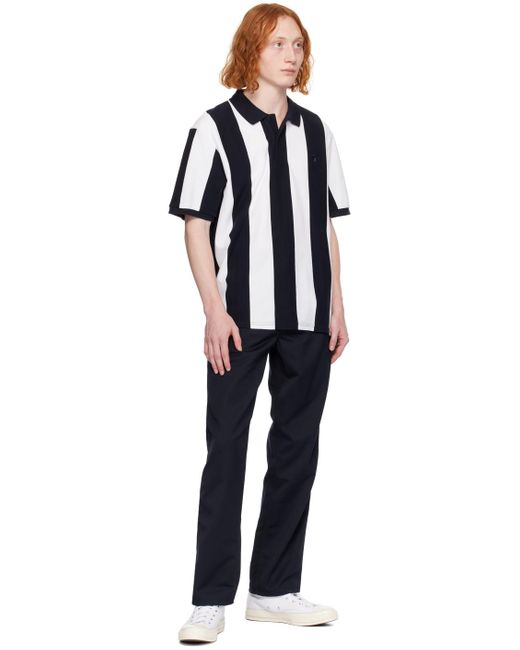 メンズ Carhartt ネイビー&ホワイト Hinton ストライプ ポロシャツ Black