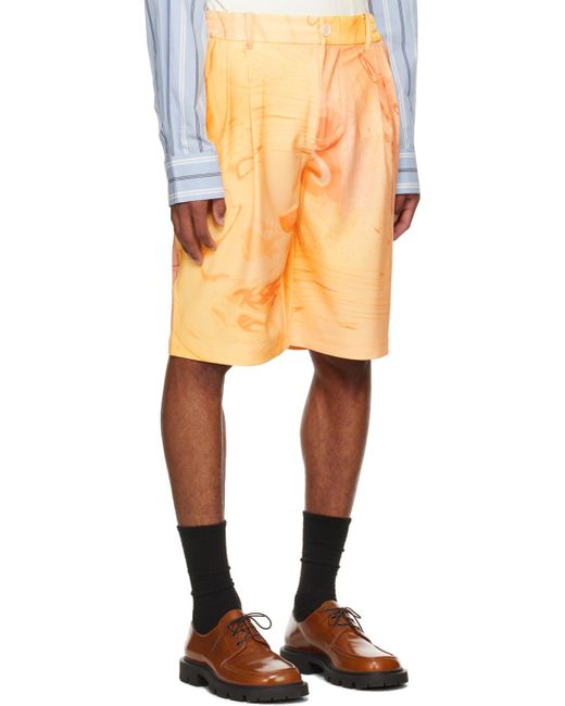 Feng Chen Wang Orange Phoenix Shorts for men
