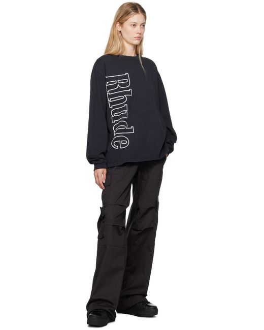 Rhude Black Side Logo Long Sleeve T-shirt