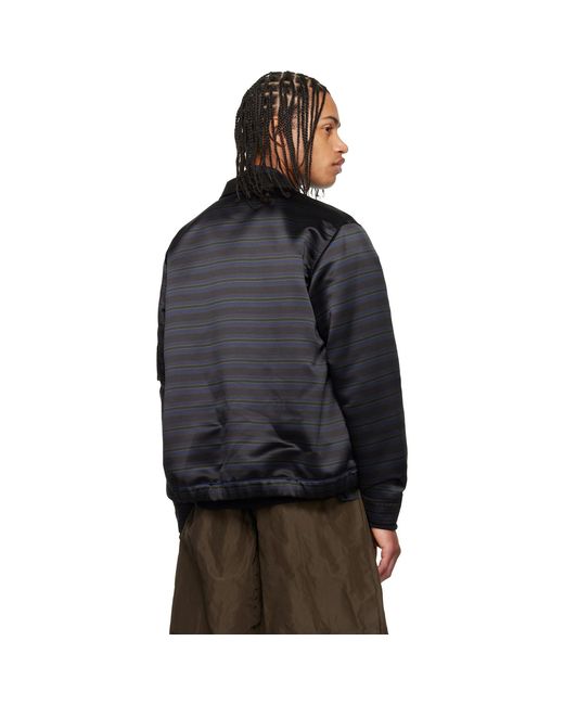 Sacai Black Horizontal Stripe Blouson Bomber Jacket for men
