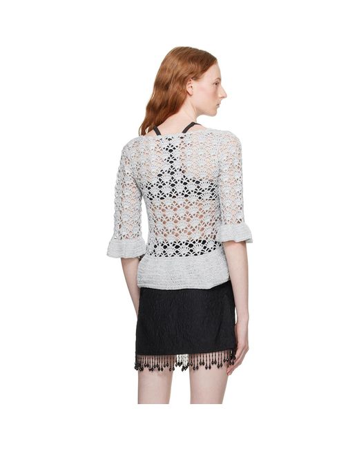 Ganni Black Silver Peplum Blouse
