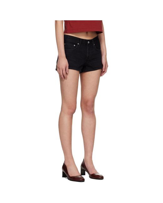 Agolde Black Low-Rise Parker Denim Shorts