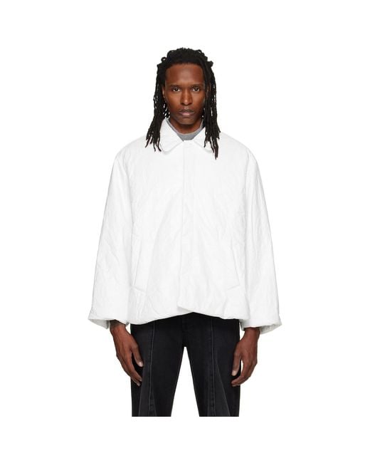 ALAINPAUL White Padded Short Car Coat for men