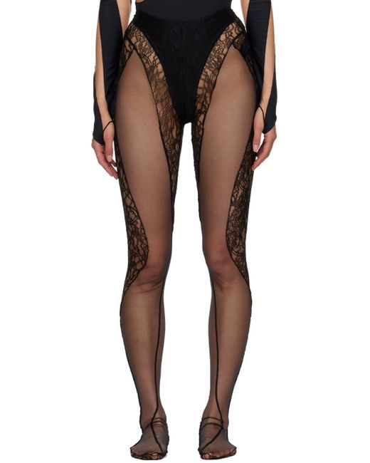 Mugler Black Swirling Star Tights