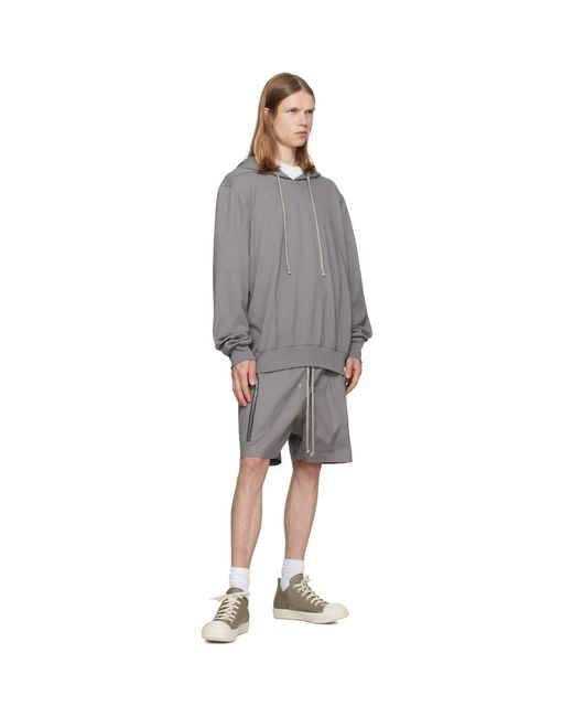 Rick Owens Gray Tower Heizer Cargo Shorts for men