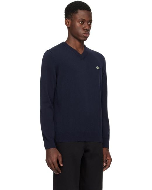 Lacoste Blue V-neck Sweater for men