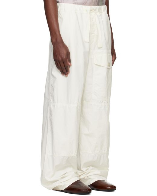 Dries Van Noten Natural Cotton Drawstring Cargo Pants for men
