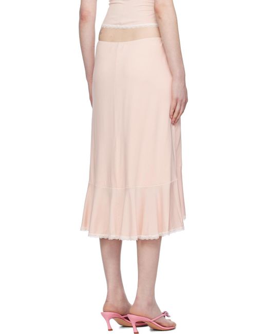 GUIZIO Pink Dainty Midi Skirt