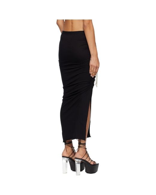Rick Owens Black Concordians Soft Edfu Midi Skirt