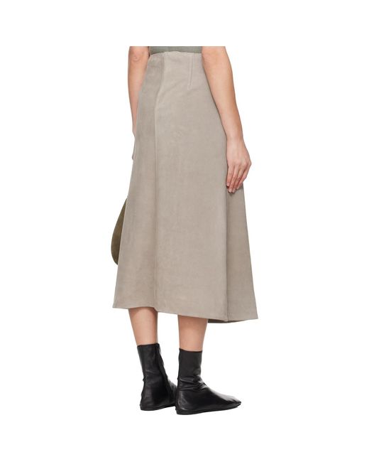 Rier Natural Crust Suede Midi Skirt