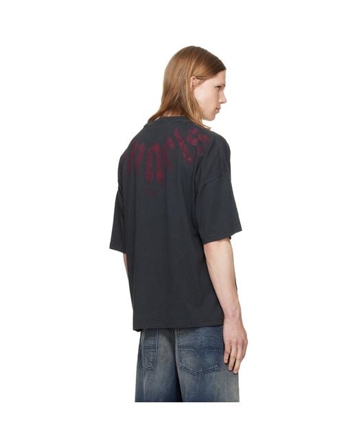 Palm Angels Black Big Neck Logo Loose T-Shirt for men