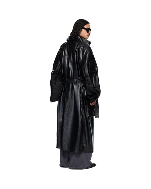 Lu'u Dan Black Ram Cargo Faux-Leather Trench Coat for men