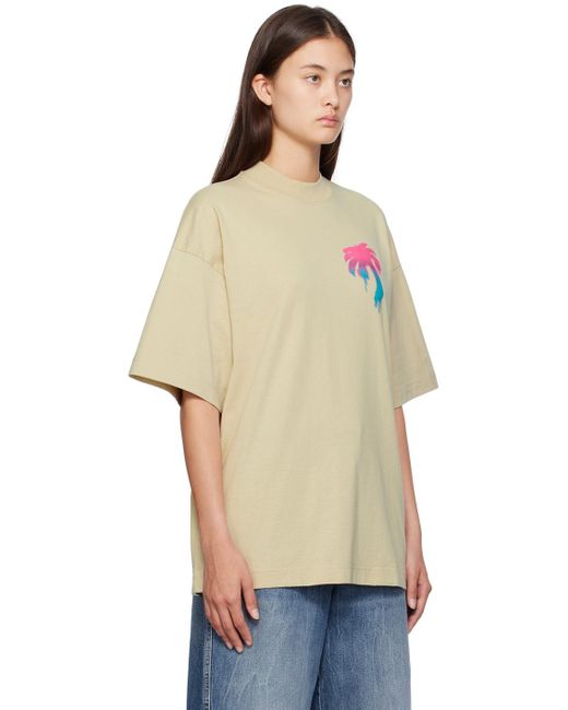 Palm Angels Natural I Love Pa Loose Fit T-shirt In Beige/multicolour