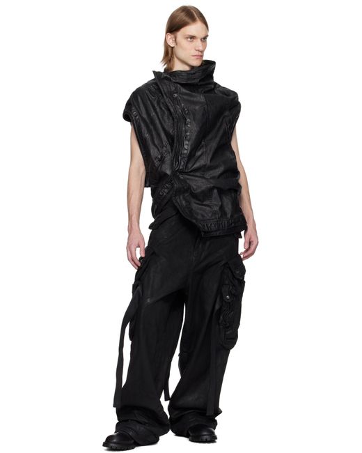 メンズ Julius ブラック Protean Mylar デニムベスト Black