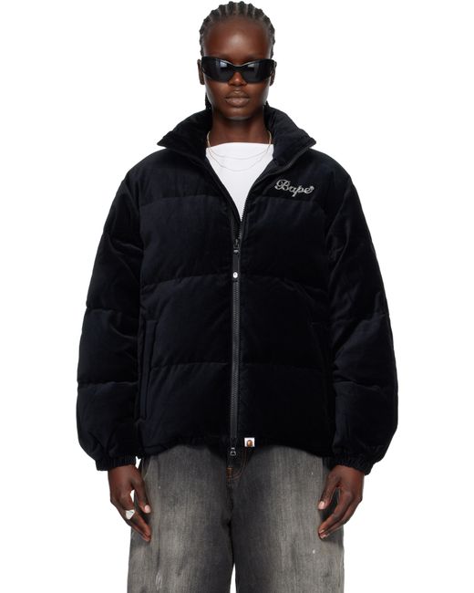 Blouson Noir En Velours Rembourré En Duvet À Logoa A Bathing Ape en coloris Black