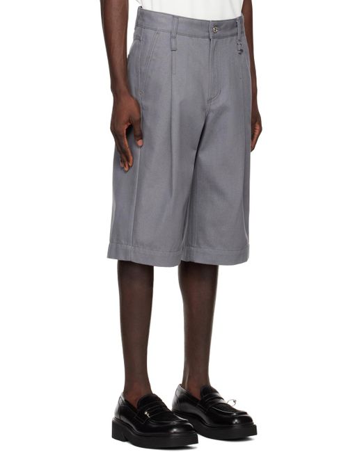 Wooyoungmi Black Gray Pleated Shorts for men