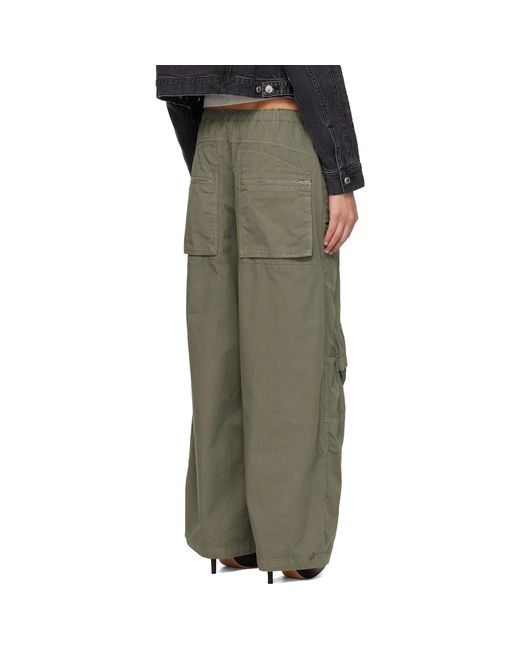 Alexander Wang Green Khaki Mid-Rise Articulated Pockets Cargo Pants