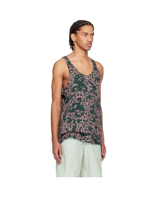 Dries Van Noten Black Floral Tank Top for men