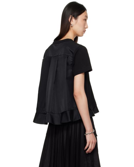 Sacai ブラック Nylon Twill & Cotton Jersey トップス Black