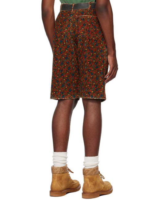 ERL Brown Red Printed Shorts for men