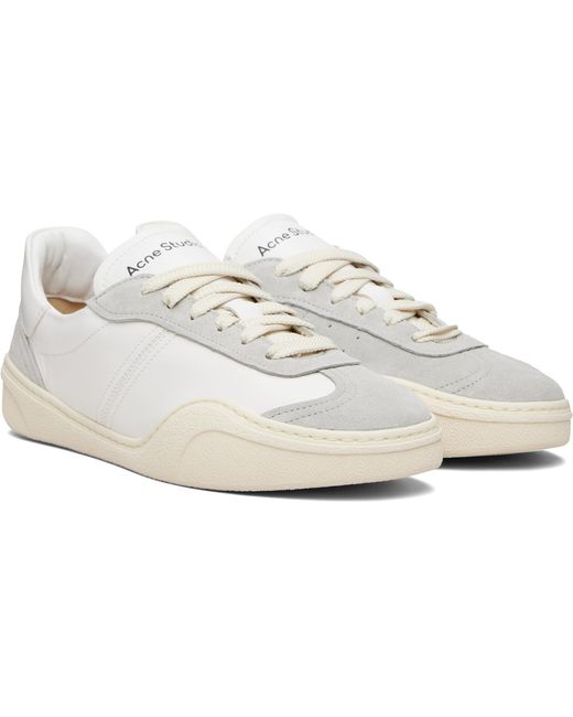Acne White Leather Sneakers for men