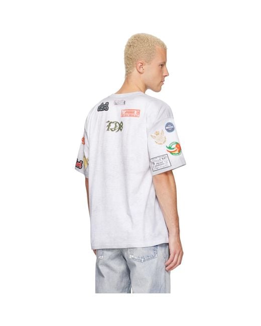 DIESEL White All-Over Patches T-Shirt for men
