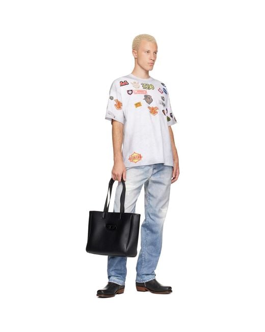 DIESEL White All-Over Patches T-Shirt for men