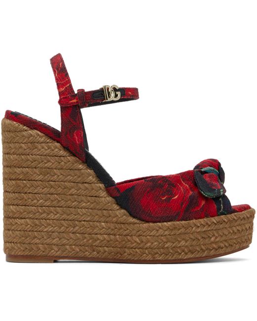 Dolce & Gabbana レッド 85 Cava Mm Lolita ウェッジヒール サンダル Red