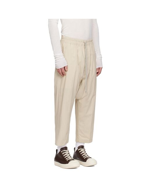 Rick Owens Natural Temple Drawstring Cropped Trousers for men