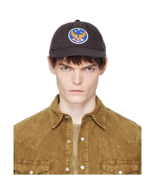 RRL Brown Winged-Logo Twill Ball Cap for men